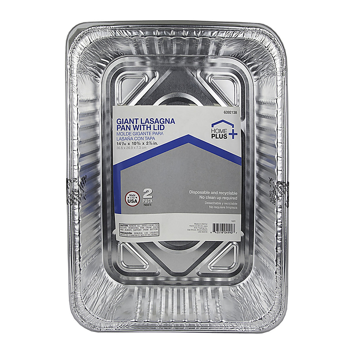 Home Plus D89020 Durable Foil 10-5/8 in. W x 14-7/16 in. L Lasagna Pan Silver 2/pc.