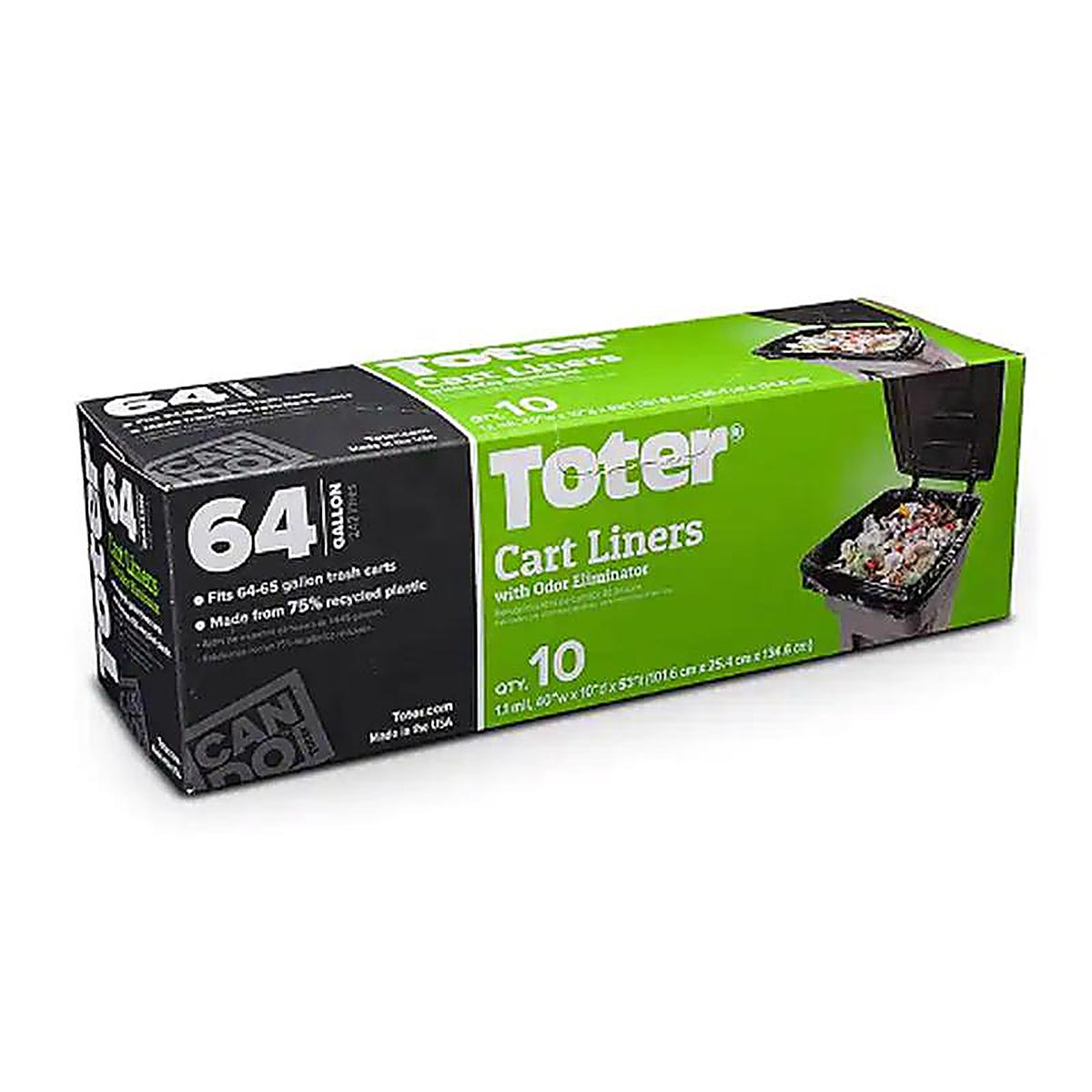 Toter GB064-R8000 64 gal. Cart Liner Quick Tie 10/Pack
