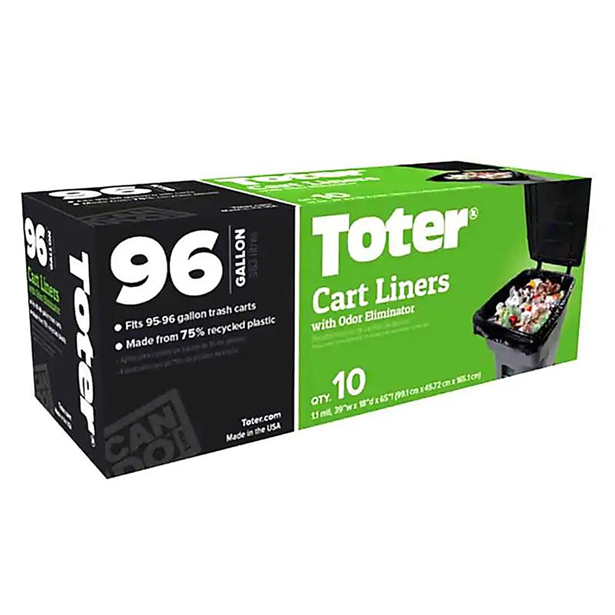 Toter GB096-R8000 96 gal. Cart Liner Quick Tie 10/Pack