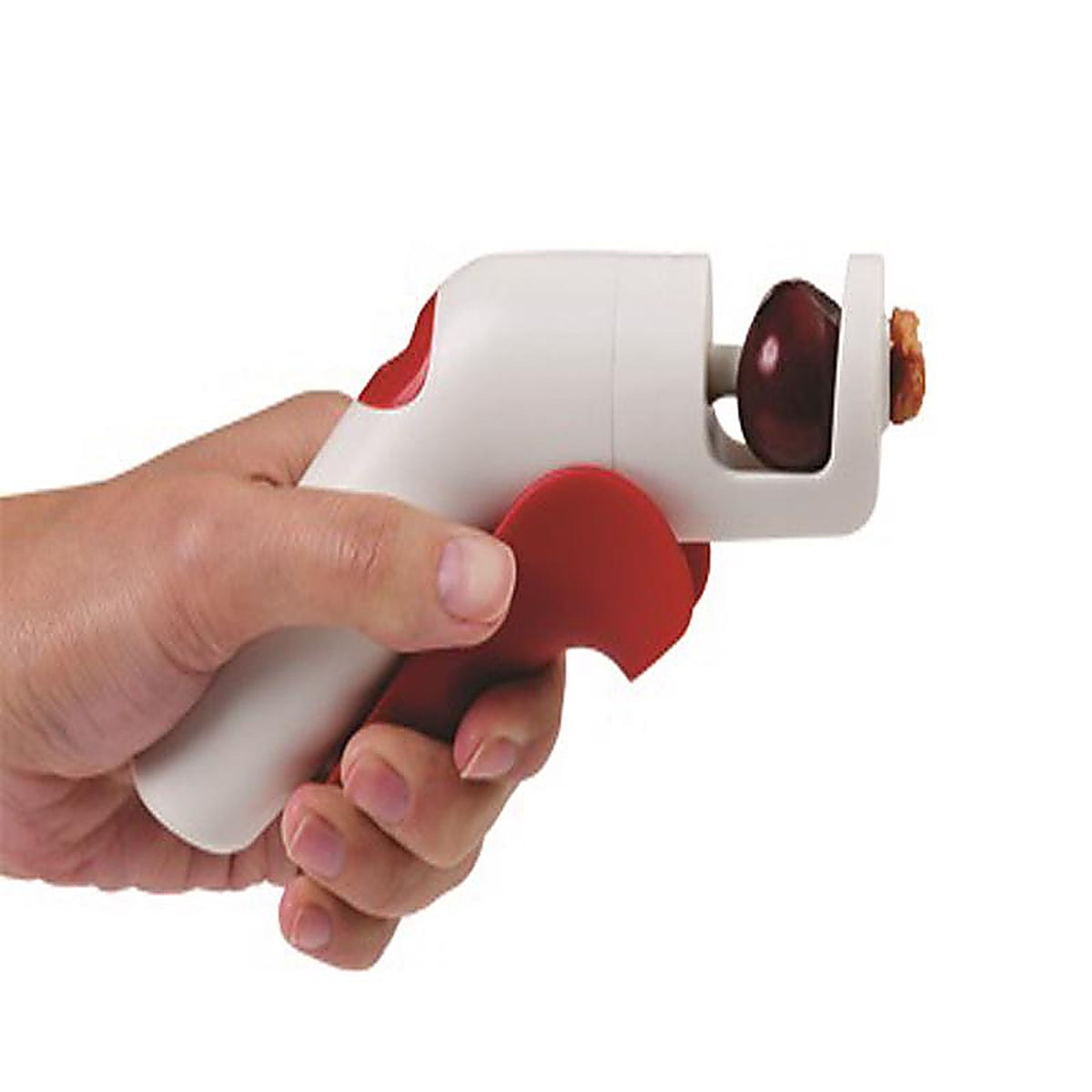 Chef'n 102-241-005 QuickPit 5 in. W x 7-1/2 in. L Red/White Plastic Cherry/Olive Pitter