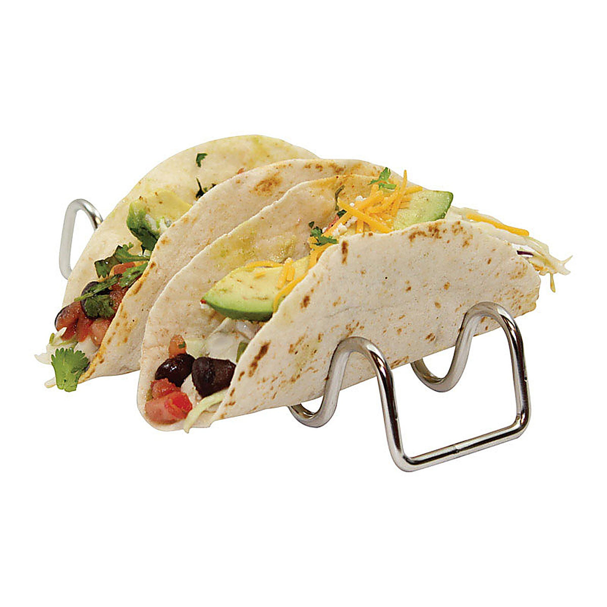 Tablecraft TRW34 Taco Taxi 2-1/4 in. W x 7-3/4 in. L Silver Stainless Steel Taco Holder