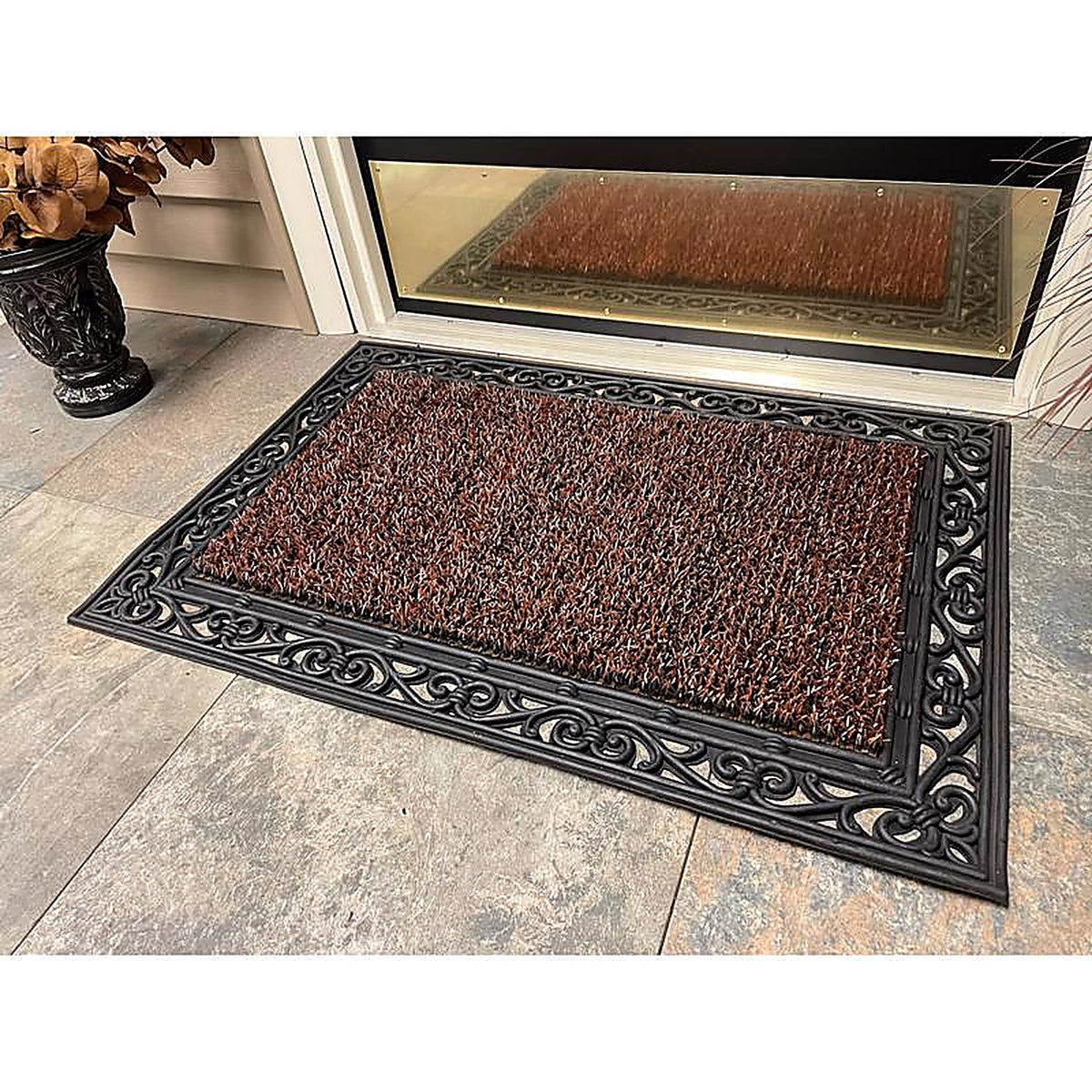 Grassworx 10376396 Wrought Iron 36 in. L x 24 in. W Brown Nonslip Door Mat