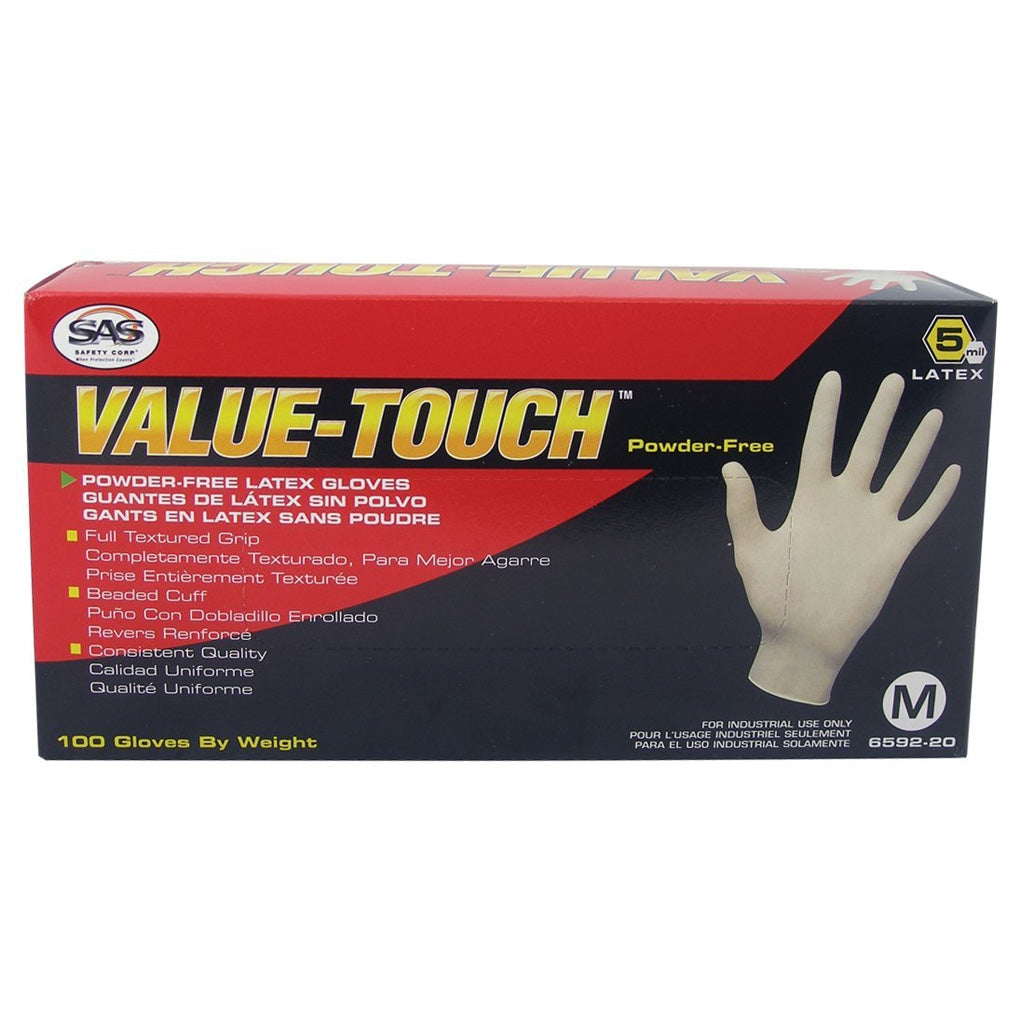 SAS 6594-20 Value-Touch Powder-Free Latex Gloves, X-Large 100/Pack