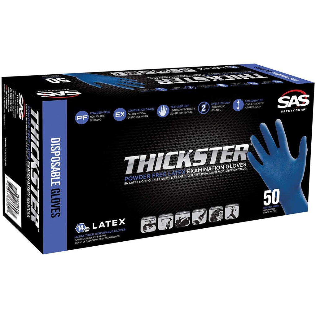 SAS 6602 Thickster Powdered Exam Grade Gloves, Medium 50/Pack
