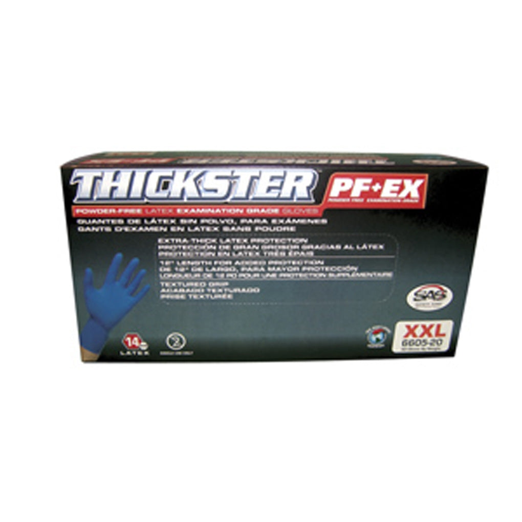SAS 6603-20 Thickster Powder-Free Latex 14 Mil Gloves, Large 50/Pack