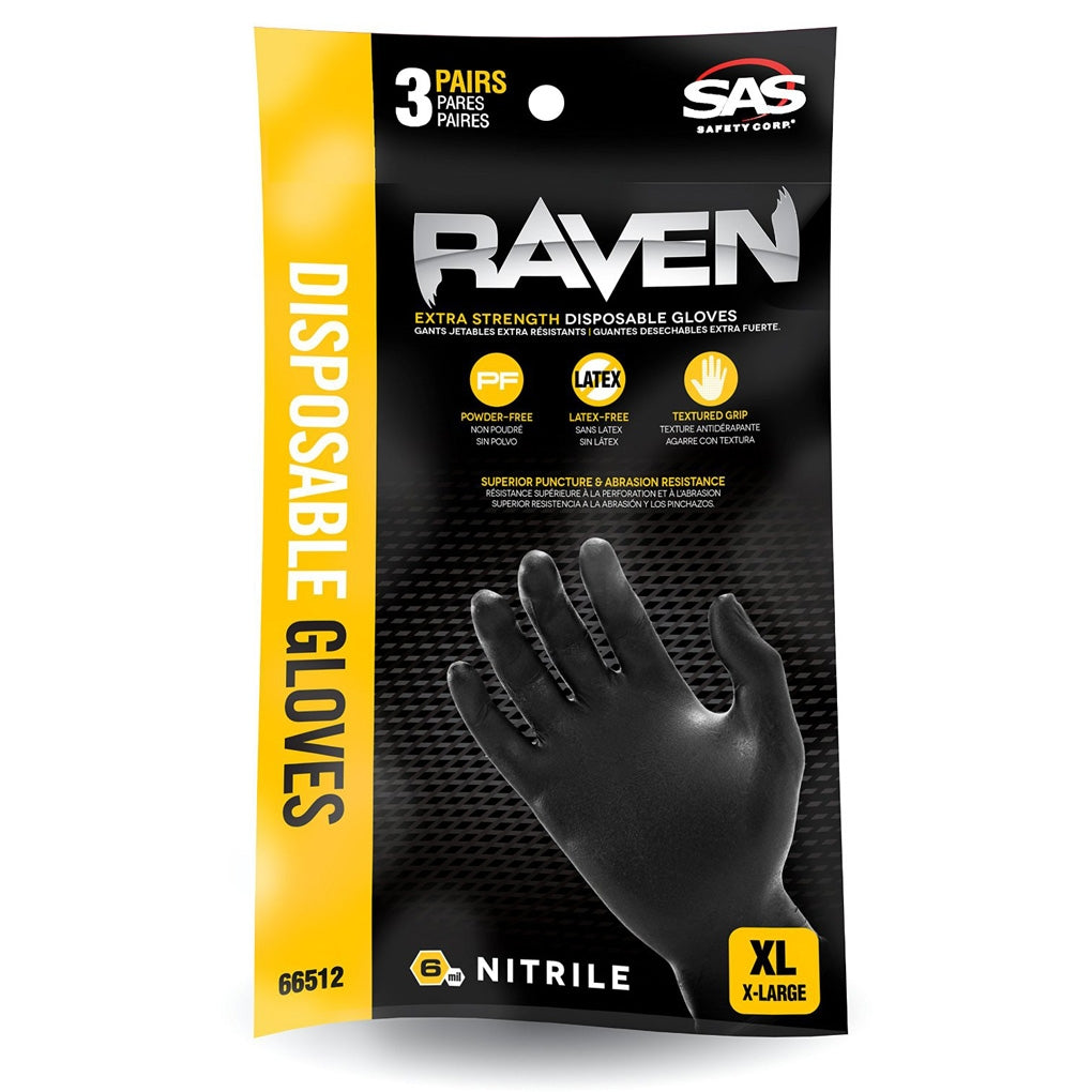 SAS 66511 Raven Nitrile Disposable Glove (Powder-Free) Large