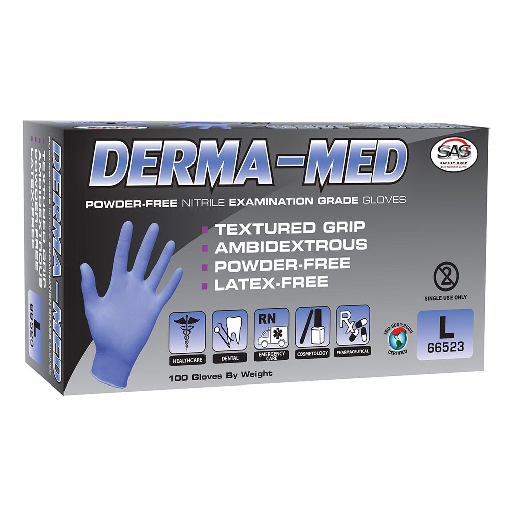 SAS 66522 Derma-Med Nitrile Disposable Glove (Powder-Free) Medium