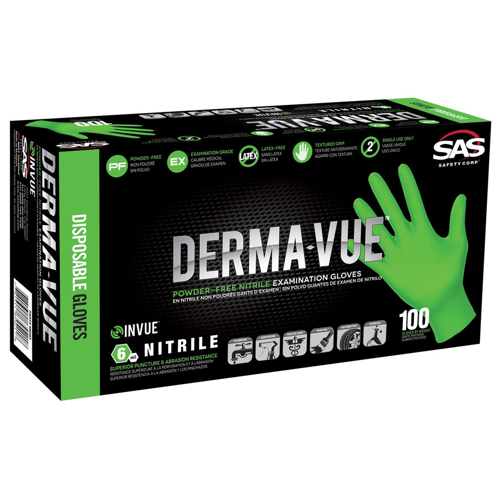SAS 66552 Derma-Vue Nitrile Disposable Glove (Powder-Free) Large