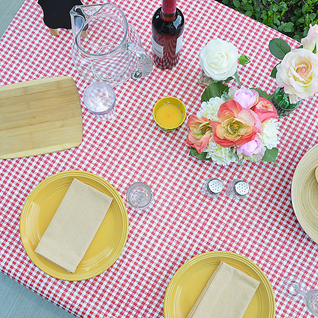 Magic Cover TBL-MC567-36 Red/White Checkered Vinyl Disposable Tablecloth 70 in. 52 in.