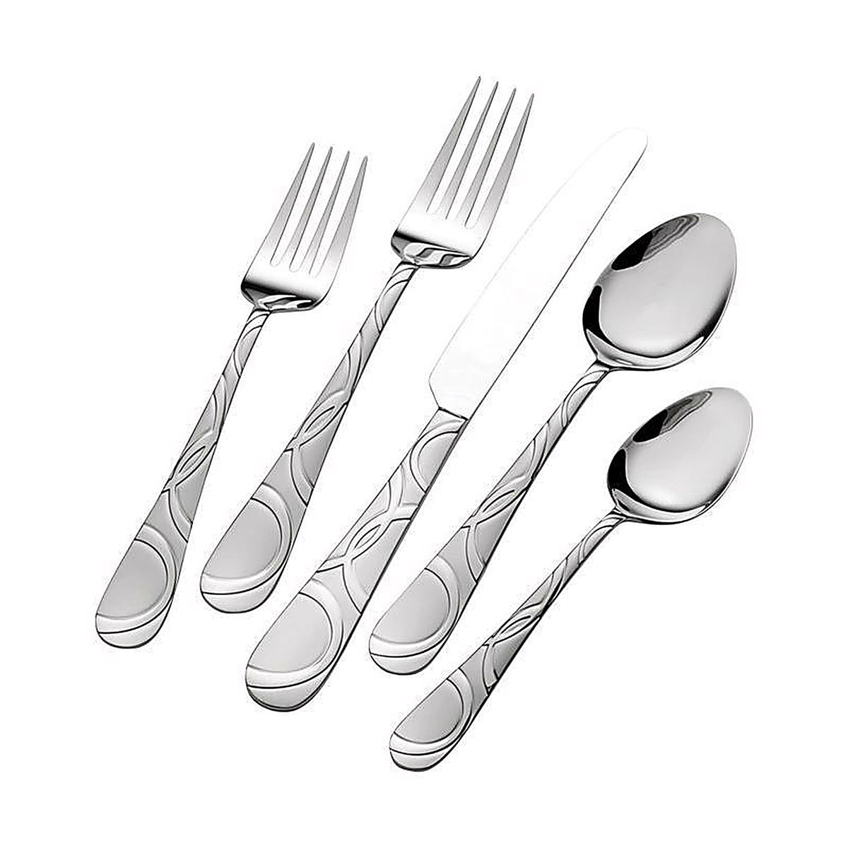 Pfaltzgraff 5153138 Silver Stainless Steel Swirl Pattern on handle Flatware Set 20/Pack