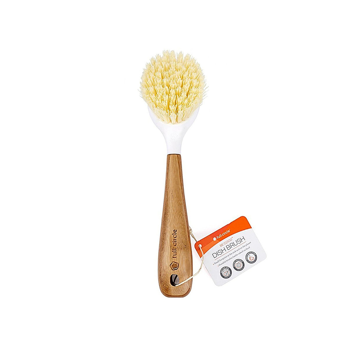 Full Circle FC10108W Be Good 2.36 in. W x 9.25 in. L White Bamboo/Plastic Dish Brush