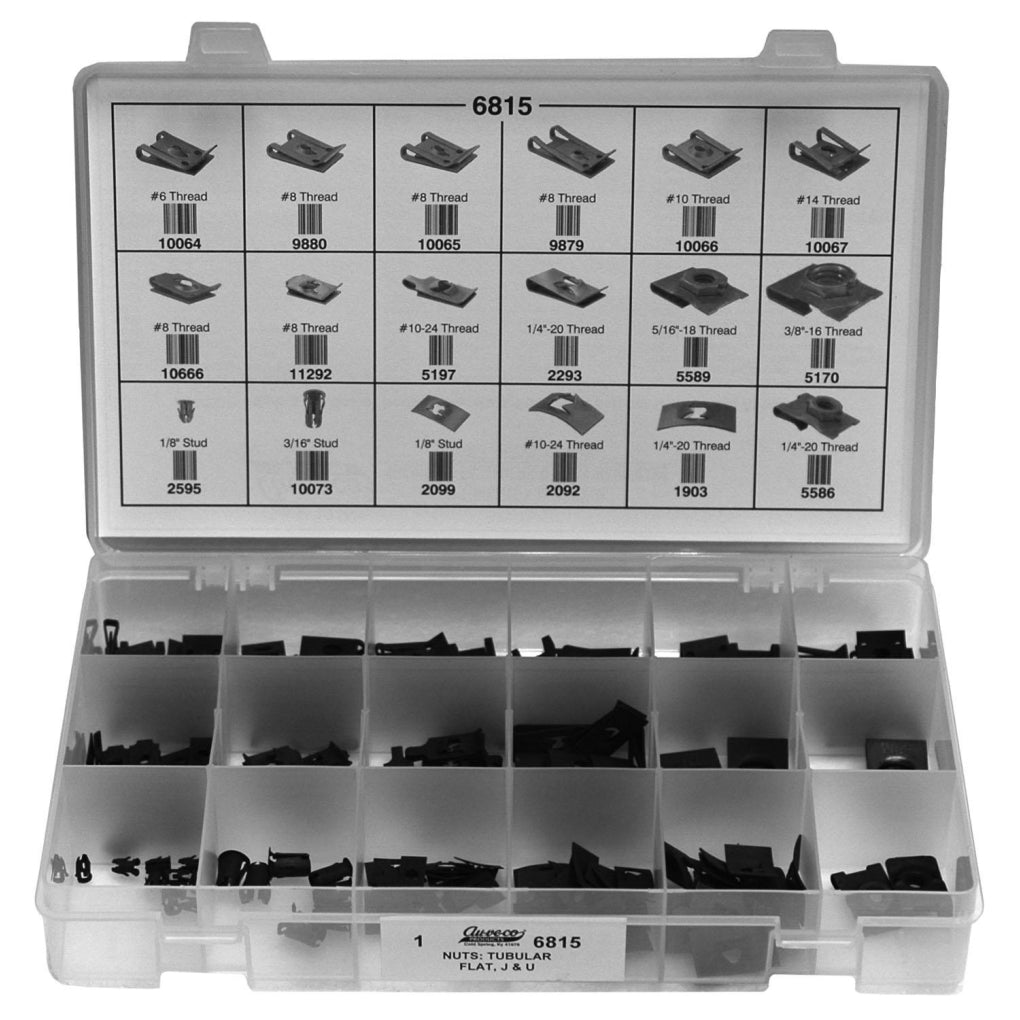 Auveco 6815 Tubular Flat U And J Nut Quik-Select Kit Assortment