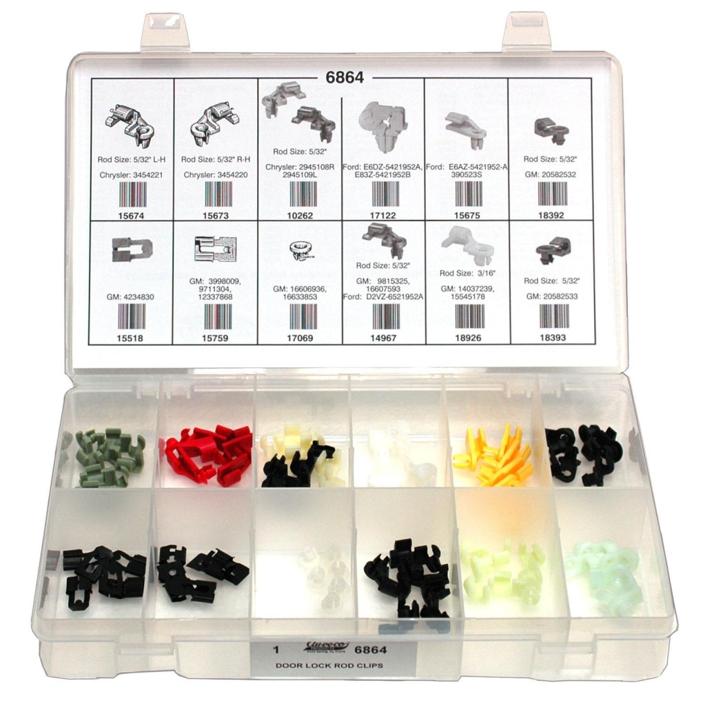 Auveco 6864 Door Lock Rod Clips Quik-Select Kit Assortment