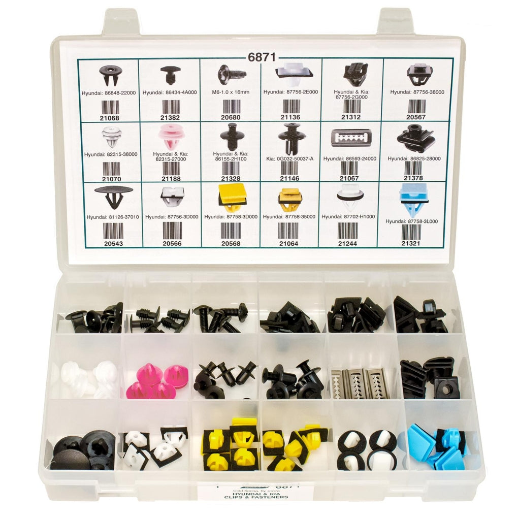 Auveco 6871 Hyundai And Kia Clips And Fasteners Assortment