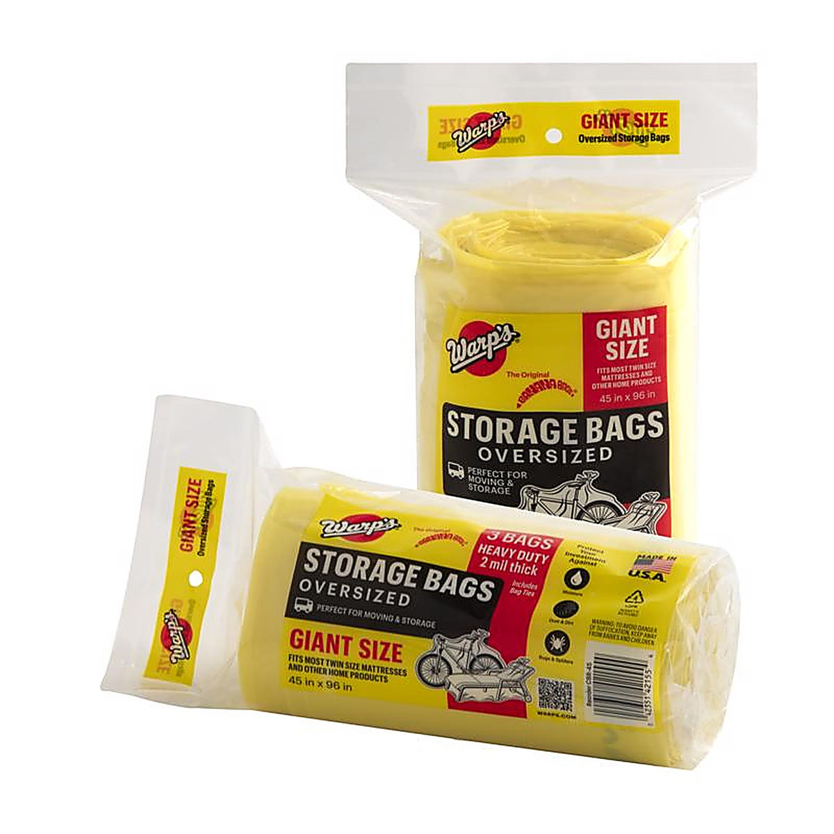 Warp's CB-45 Giant Yellow Storage Bag 45" x 96" 3/Pack