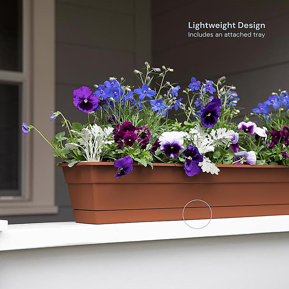 Bloem DCBT24-46 5.75 in. H x 24 in. W x 7.5 in. D Plastic Window Box Terracotta