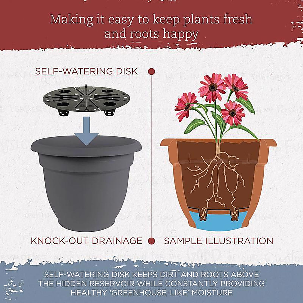 Bloem AP06908 6 in. Dia. Polyresin Ariana Planter Charcoal