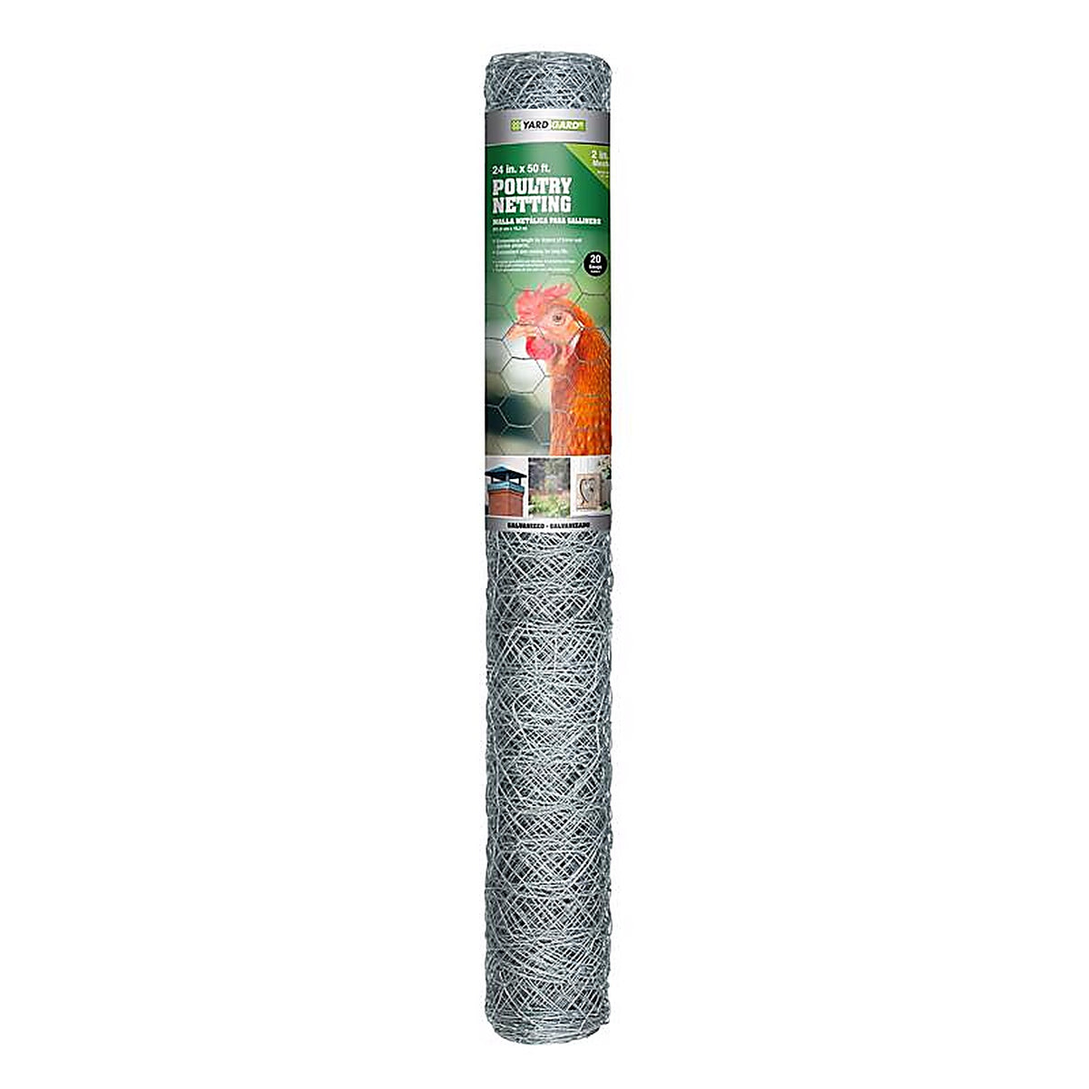 Garden Zone 182450 24 in. H x 50 ft. L 20 Ga. Silver Poultry Netting