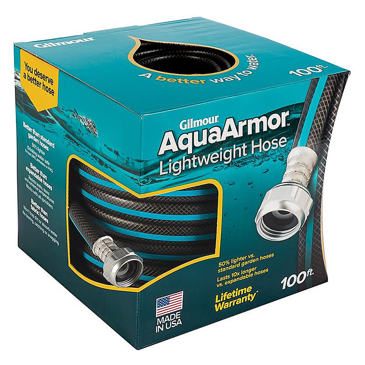 Gilmour 869001-1001 AquaArmor 1/2 in. Dia. x 100 ft. L Black Plastic Garden Hose