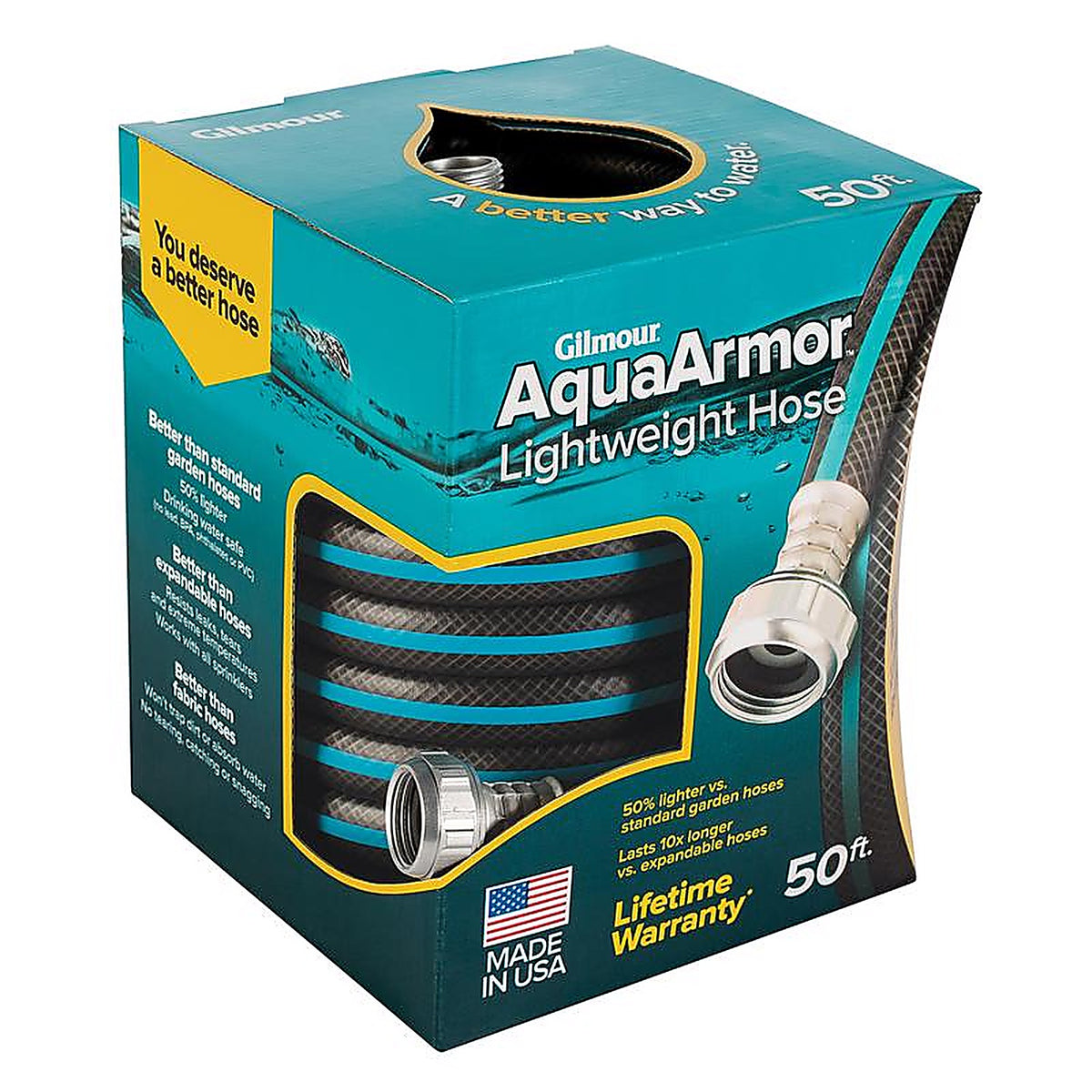 Gilmour 869501-1001 AquaArmor 1/2 in. Dia. x 50 ft. L Black Garden Hose
