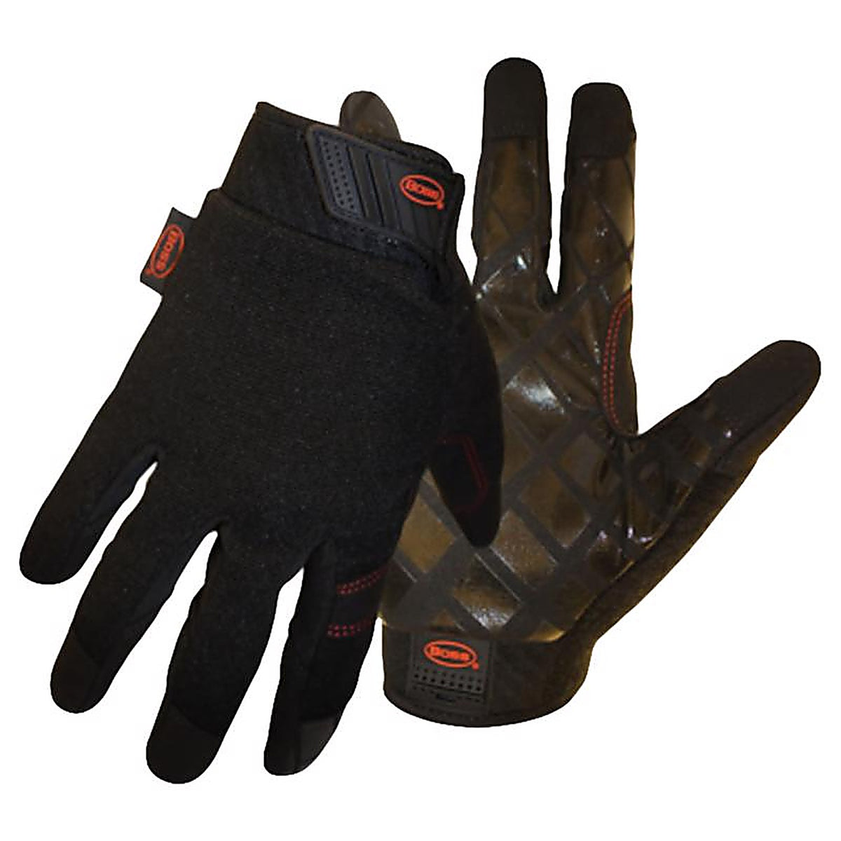 Boss 5211M Unisex Indoor/Outdoor Diamond Grip Mechanic?s Glove Black M 1 pair