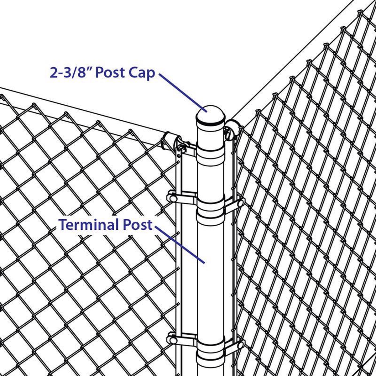 Midwest Air Technologies 328558C YardGard 2.44 in. L Aluminum Chain Link Round Cap 1/Pack