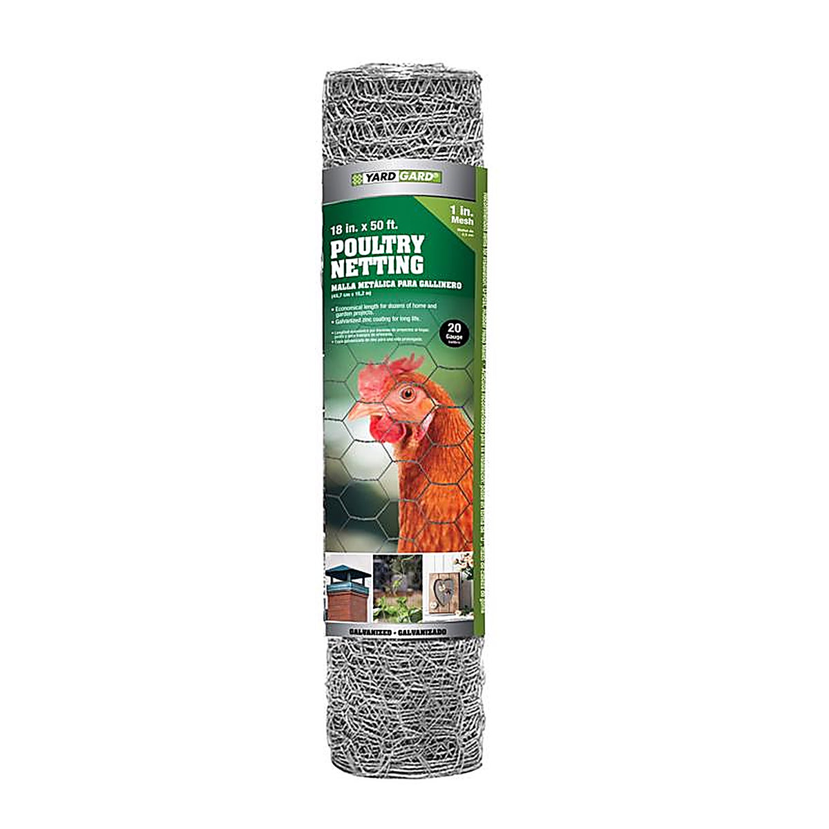 Garden Zone 161850 18 in. H x 50 ft. L 20 Ga. Silver Poultry Netting