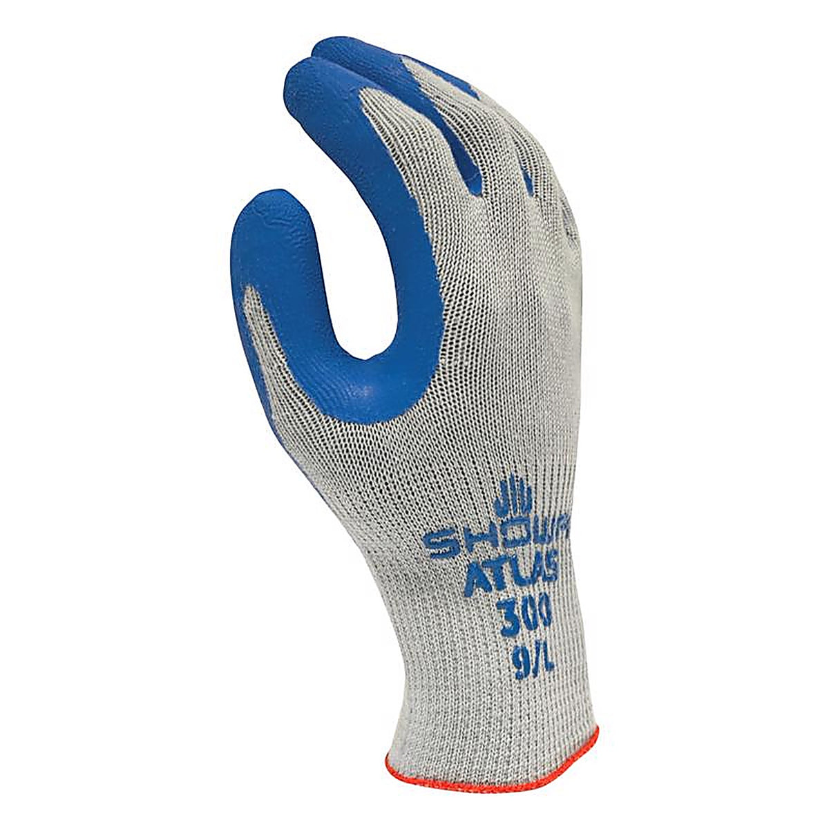 Atlas 300M-08.RT Showa Fit Unisex Indoor/Outdoor Rubber Coated Work Gloves Blue/Gray M 1 pair