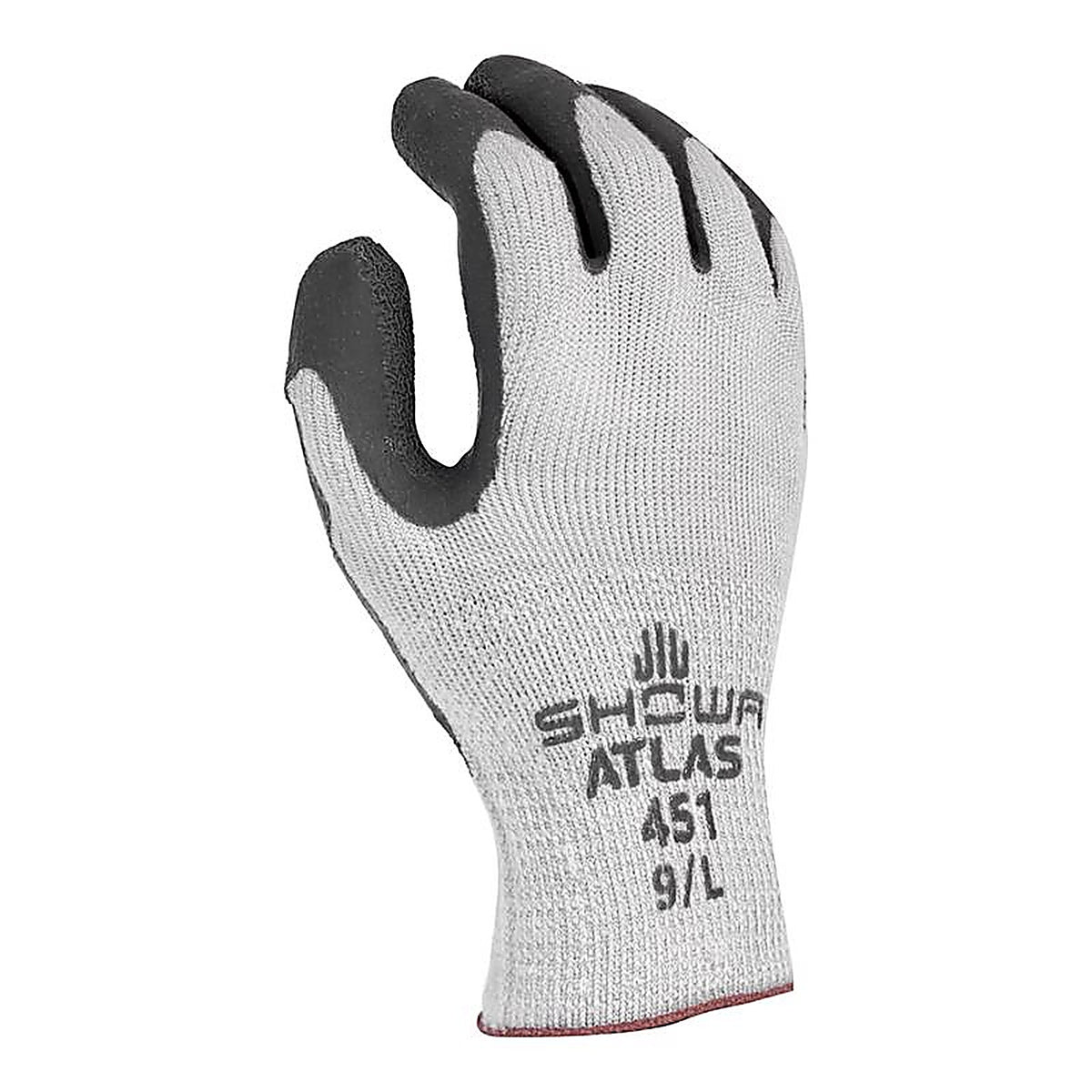 Atlas 451L-09.RT Therma Fit Unisex Indoor/Outdoor Rubber Latex Cold Weather Work Gloves Gray L 1 pair