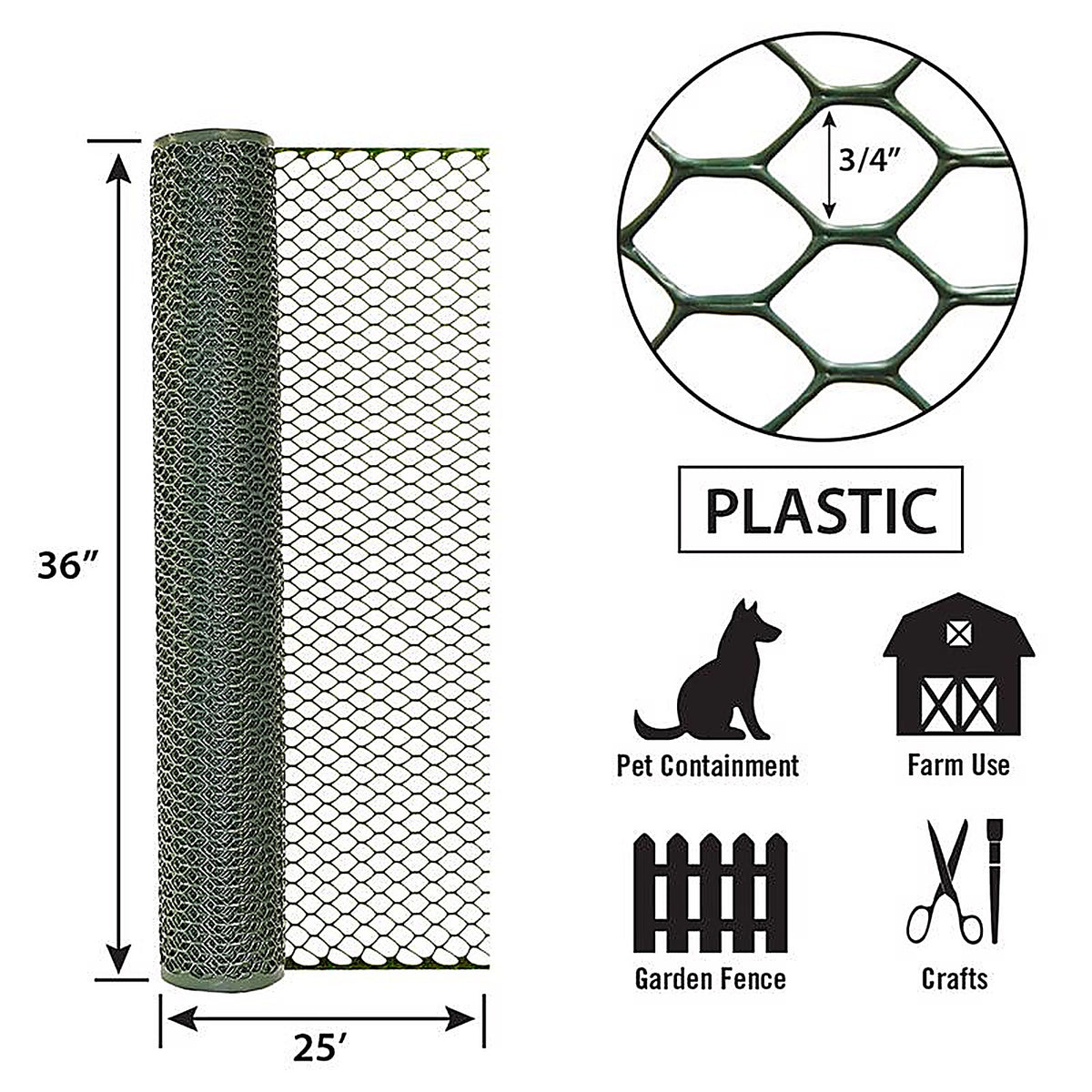 Tenax 72121128 3 ft. H x 25 ft. L 20 Ga. Green Poultry Fence