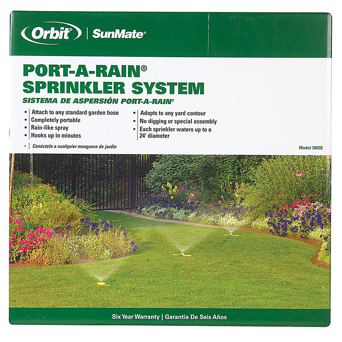 Orbit 58092N Port-A-Rain Plastic Non-tipping Base Stationary Sprinkler 2827 sq. ft.