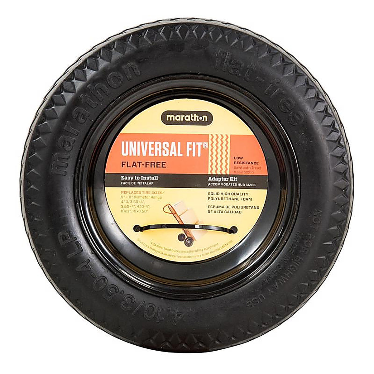 Marathon 210 Universal Fit 4 in. Dia. x 10.3 in. Dia. 300 lb. capacity Offset Hand Truck Tire Polyurethane