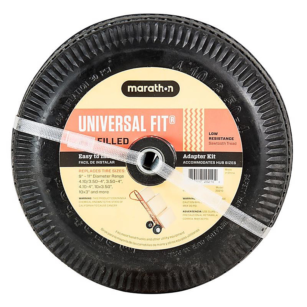 Marathon 20210 Universal Fit 4 in. Dia. x 10 in. Dia. 300 lb. capacity Offset Hand Truck Tire Rubber 1/Pack