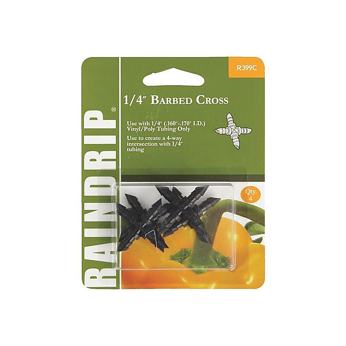 Raindrip R399CT Barbed 1/4 in. Drip Irrigation Cross 4/Pack