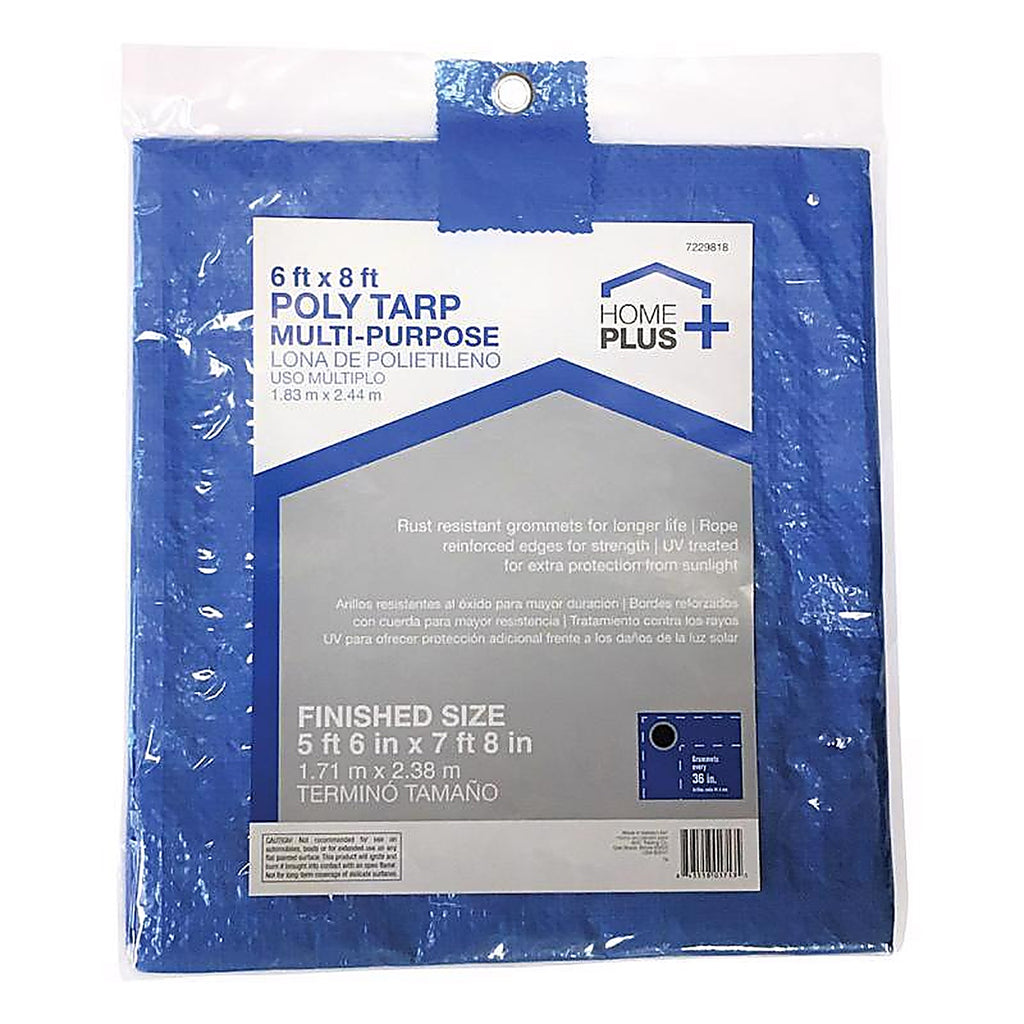Home Plus P68-88W 6 ft. W x 8 ft. L Light Duty Polyethylene Tarp Blue