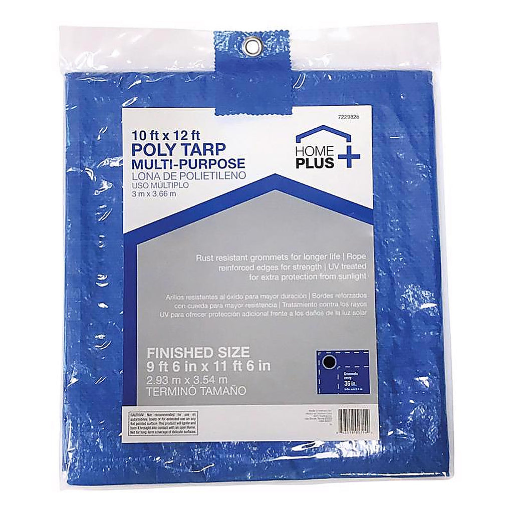 Home Plus P1012-88W 10 ft. W x 12 ft. L Light Duty Polyethylene Tarp Blue