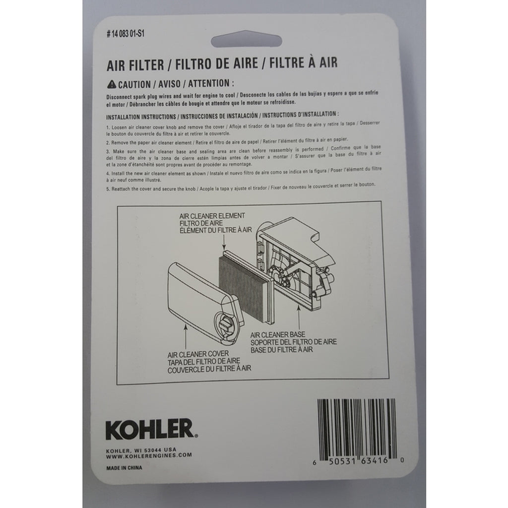 Kohler 14 083 01-S1 Small Engine Air Filter For Courage XT6-8