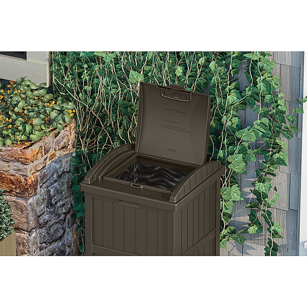 Suncast GH1732J Trash Hideaway 30 Resin Garbage Can Lid Included