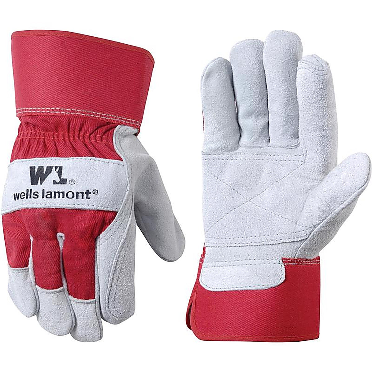 Wells Lamont 4050 Universal Cowhide Leather Palm Work Gloves Red L 1 pair