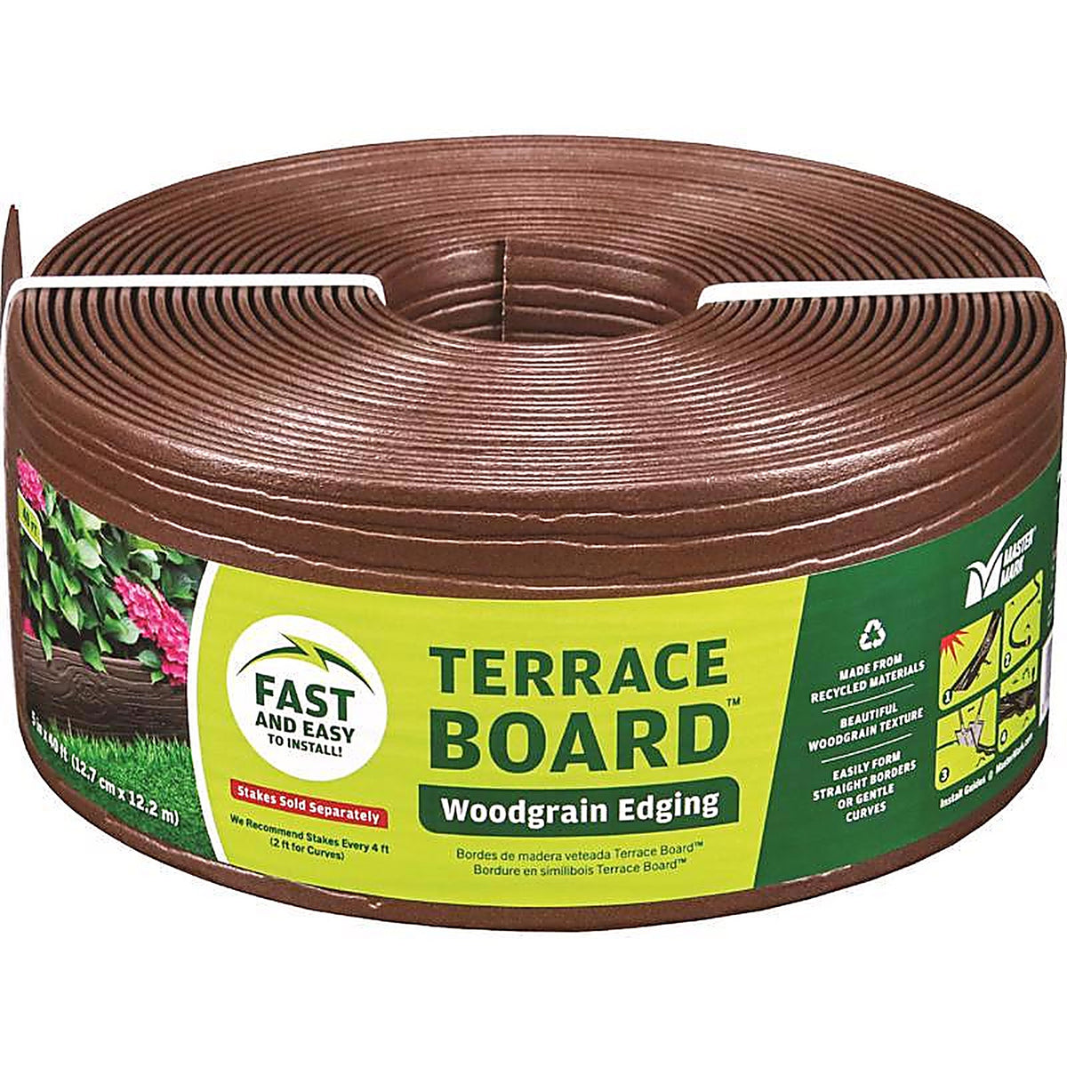 Master Mark 94340 Terrace Board 40 ft. L x 4 in. H Plastic Brown Lawn Edging