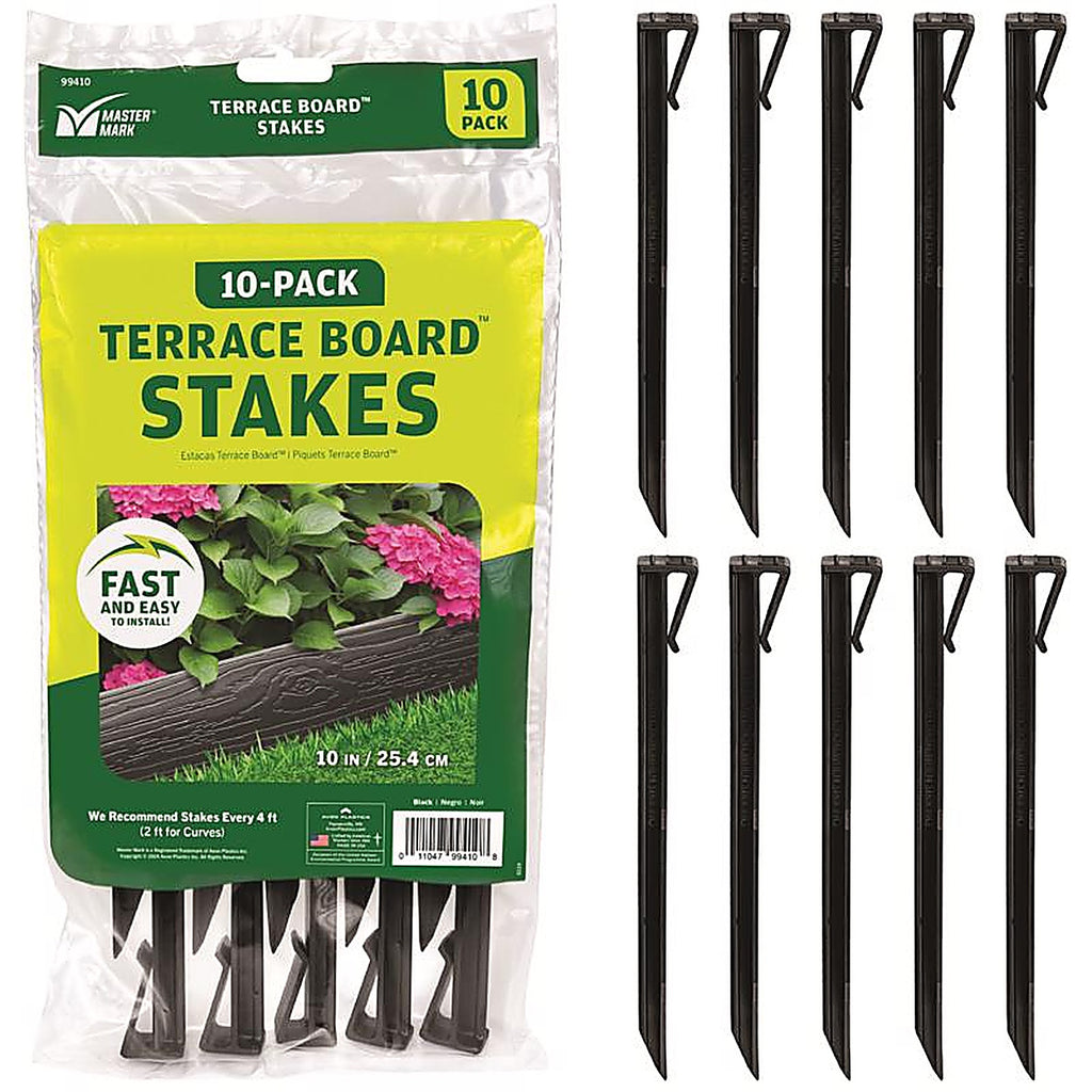 Master Mark 99410 Terrace Board 10 in. H Plastic Black Stake Kit