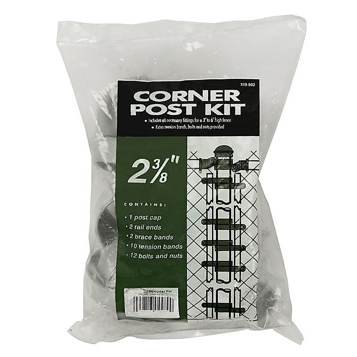 Midwest Air Technologies 328648C YardGard 3 in. H Steel Chain Link Fence Corner Post Kit