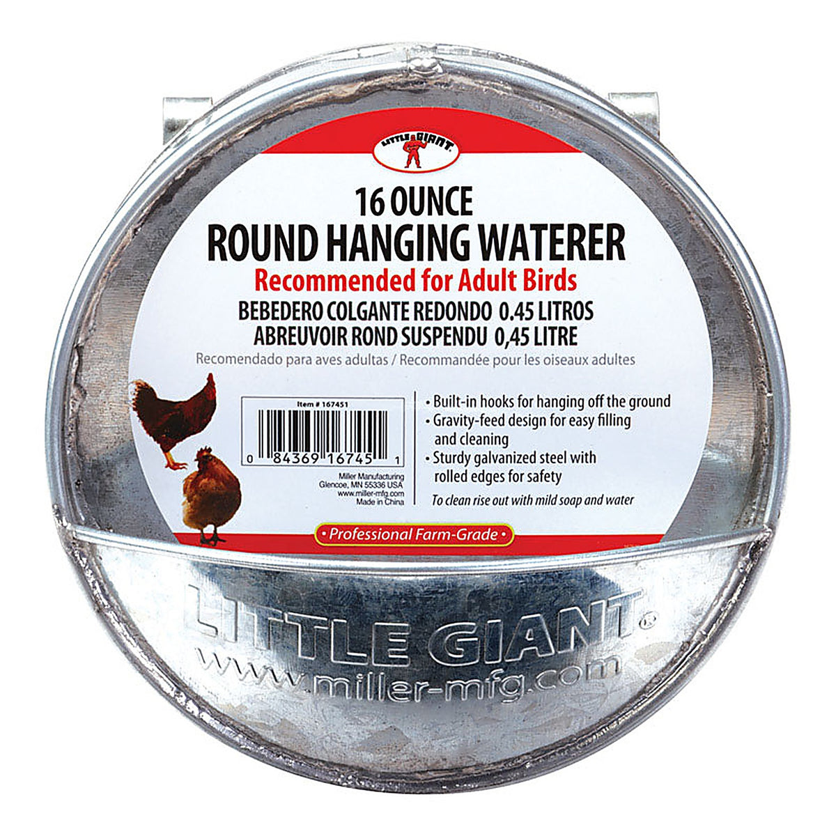 Little Giant 167451 16 oz. Hanging Waterer For Poultry