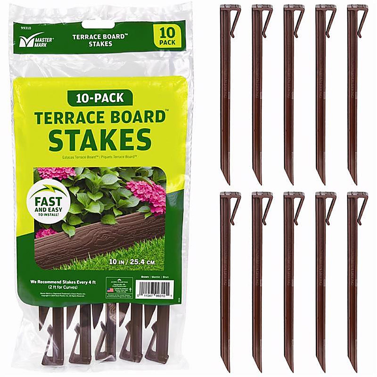 Master Mark 99310 Terrace Board 10 in. H Plastic Brown Stake Kit