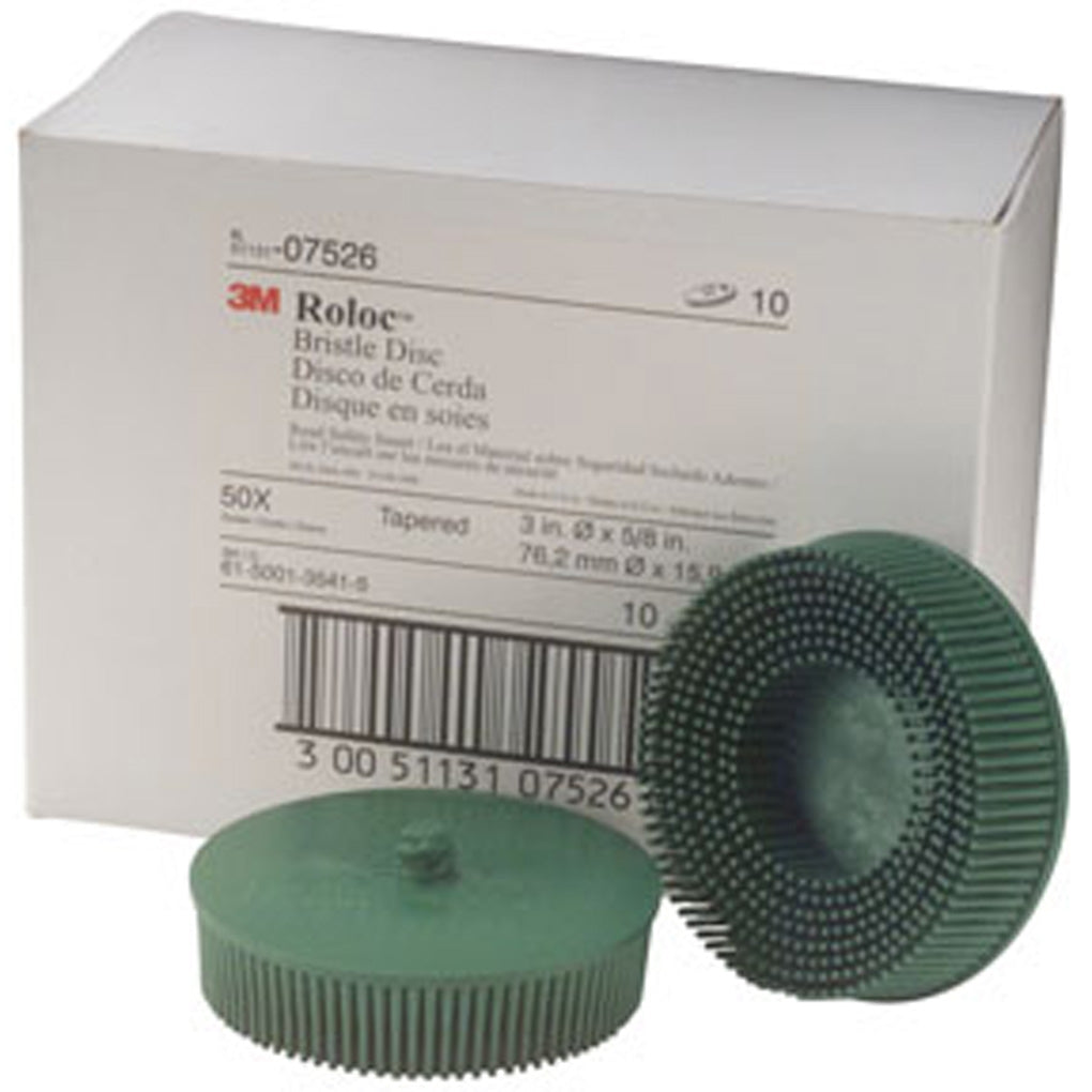 3M 07526 Scotch-Brite Roloc Bristle Disc, 3 in, 50 grit 10/Pack