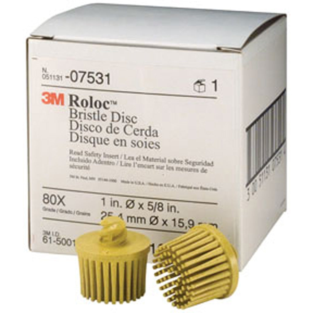 3M 07531 Scotch-Brite Roloc Bristle Disc, 1 in, 80 grit 10/Box