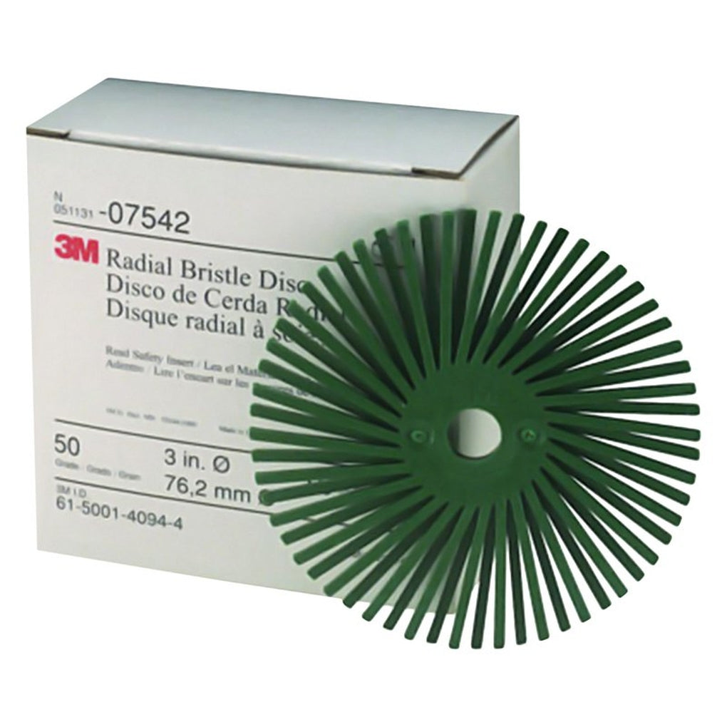 3M 07542 Scotch-Brite Radial Bristle Disc, 3 in, 50 grit, Box of 10