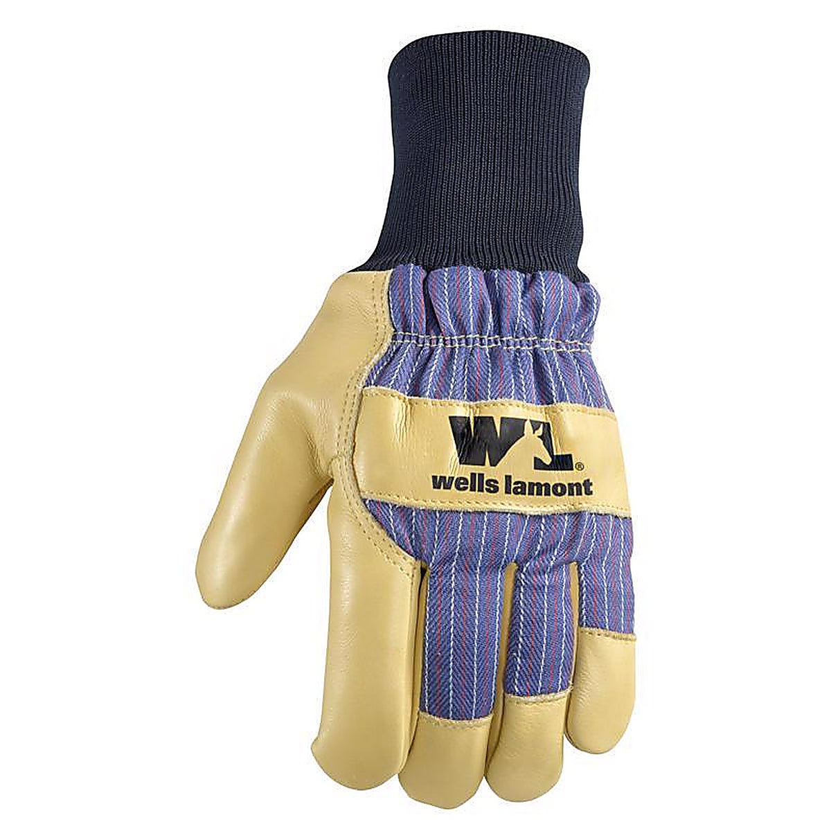 Wells Lamont 5127L Men's Outdoor Palomino Leather Cold Weather Work Gloves Blue/Tan L 1/Pack
