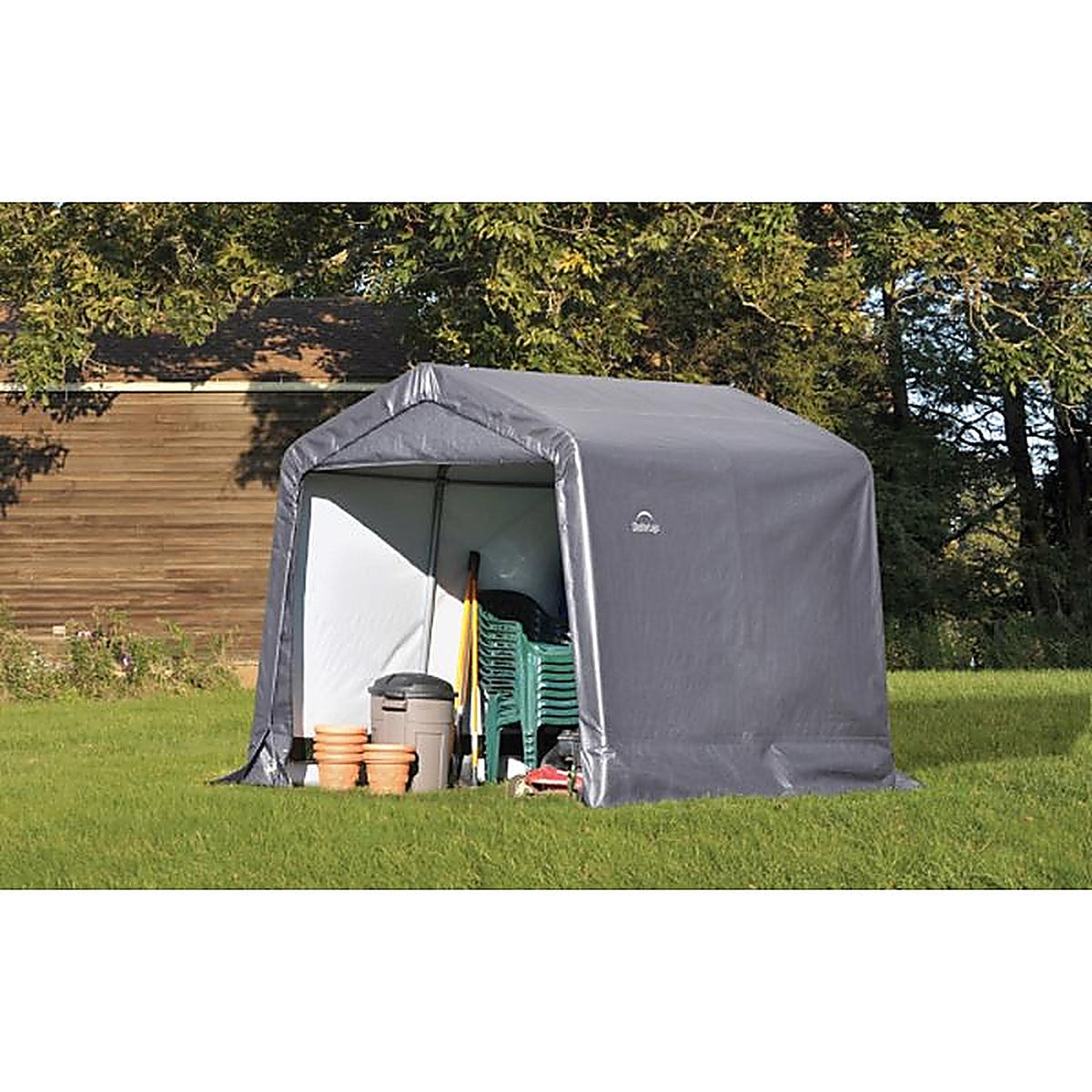 ShelterLogic 70423 Shed-in-a-Box 8 ft. W x 8 ft. D Plastic Horizontal Storage Shed Without Floor Kit