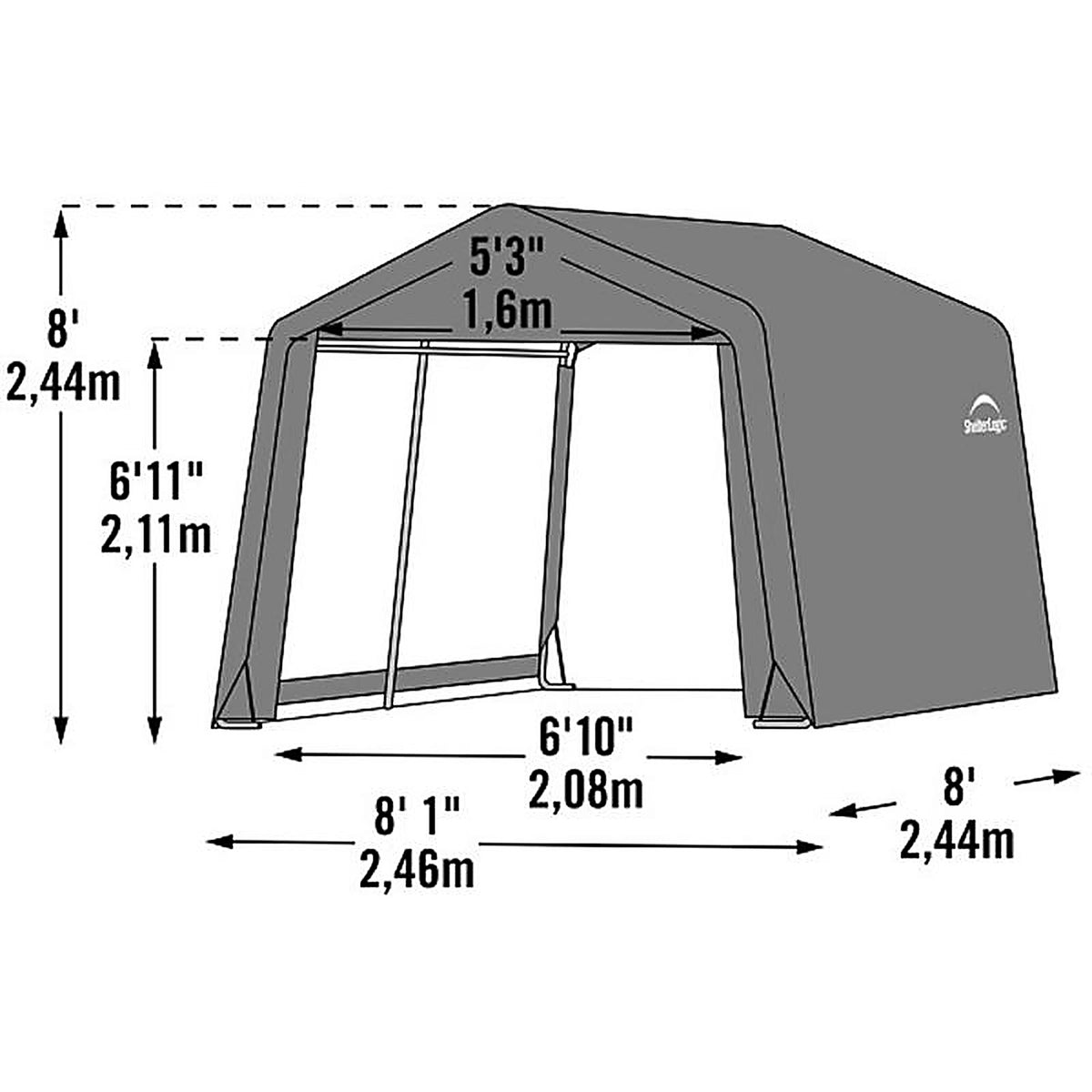 ShelterLogic 70423 Shed-in-a-Box 8 ft. W x 8 ft. D Plastic Horizontal Storage Shed Without Floor Kit